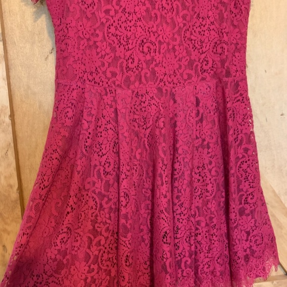 Free People Burgundy Lace Shift Mini Dress - Picture 4 of 6